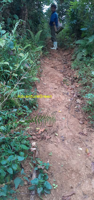 A dirt path near the base of Pu Luong Mountain